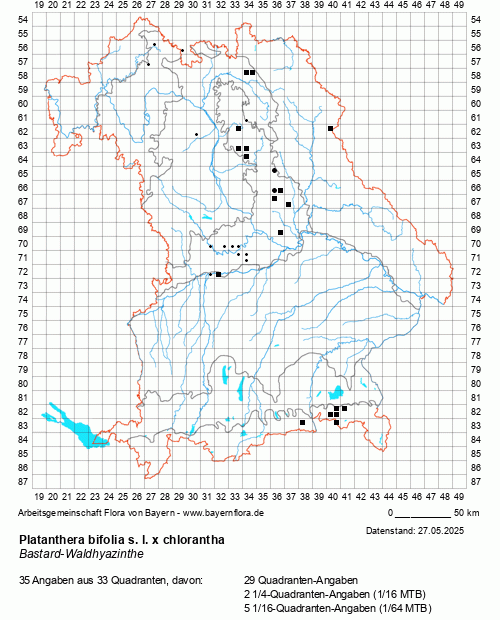 Die Verbreitungskarte zu Platanthera bifolia s. l. x chlorantha wird geladen ...