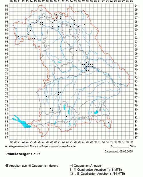 Die Verbreitungskarte zu Primula vulgaris cult. wird geladen ...