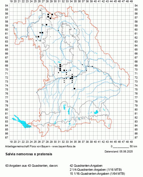 Die Verbreitungskarte zu Salvia nemorosa x pratensis wird geladen ...