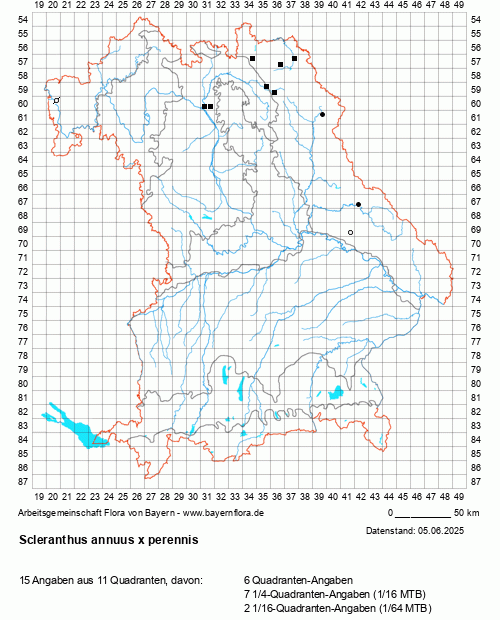 Die Verbreitungskarte zu Scleranthus annuus x perennis wird geladen ...