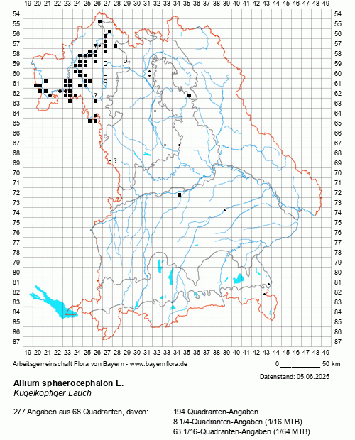 Die Verbreitungskarte zu Allium sphaerocephalon L. wird geladen ...