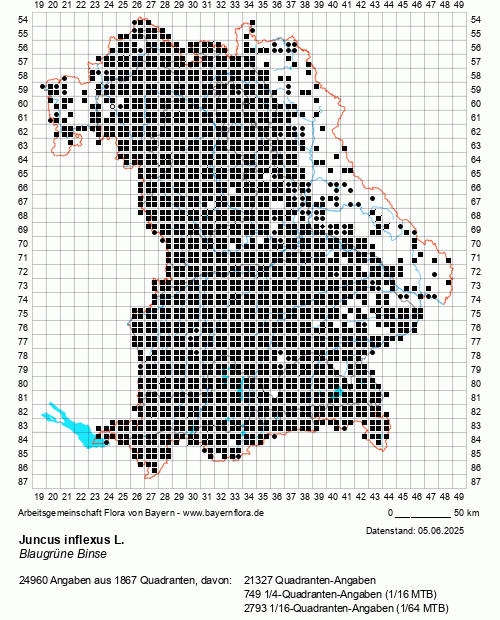 Die Verbreitungskarte zu Juncus inflexus L. wird geladen ...