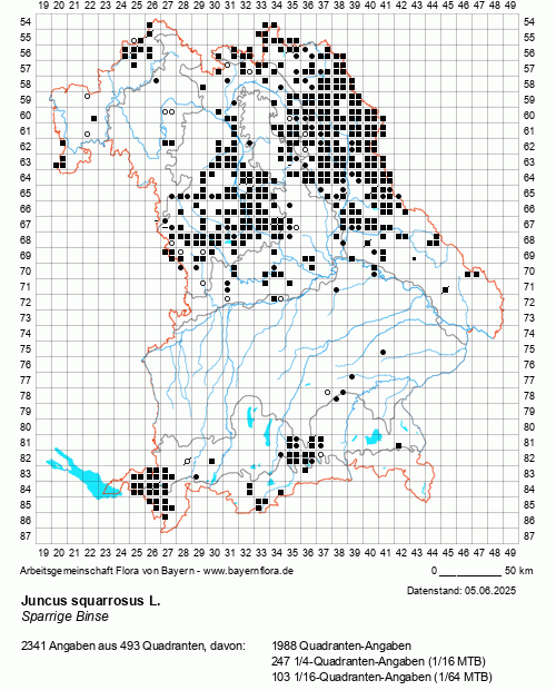 Die Verbreitungskarte zu Juncus squarrosus L. wird geladen ...