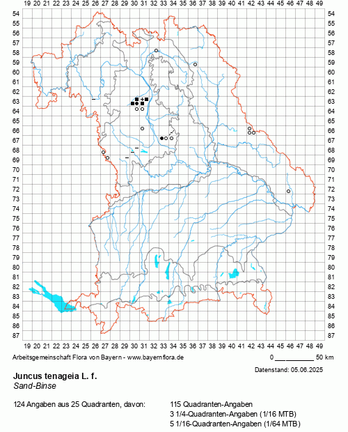 Die Verbreitungskarte zu Juncus tenageia L. f. wird geladen ...
