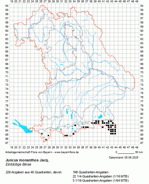 Die Verbreitungskarte zu Juncus monanthos Jacq. wird geladen ...