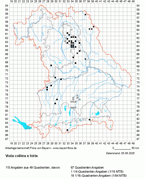 Die Verbreitungskarte zu Viola collina x hirta wird geladen ...
