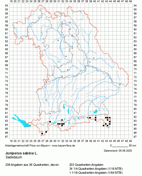 Die Verbreitungskarte zu Juniperus sabina L. wird geladen ...