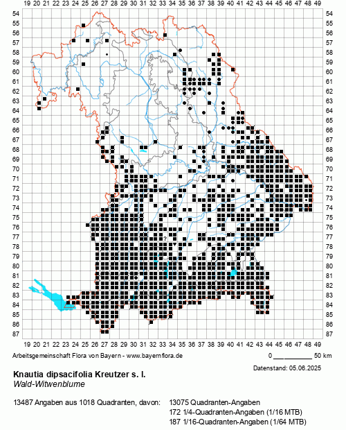 Die Verbreitungskarte zu Knautia dipsacifolia Kreutzer s. l. wird geladen ...