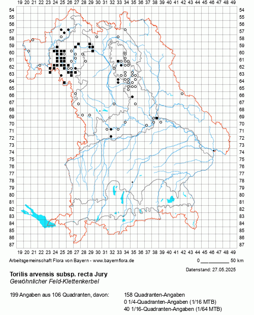 Die Verbreitungskarte zu Torilis arvensis subsp. recta Jury wird geladen ...