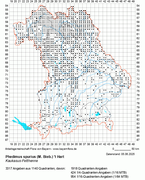 Die Verbreitungskarte zu Phedimus spurius (M. Bieb.) 