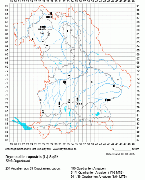 Die Verbreitungskarte zu Drymocallis rupestris (L.) Soják wird geladen ...