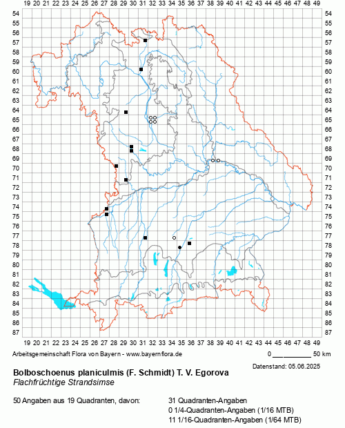 Die Verbreitungskarte zu Bolboschoenus planiculmis (F. Schmidt) T. V. Egorova wird geladen ...