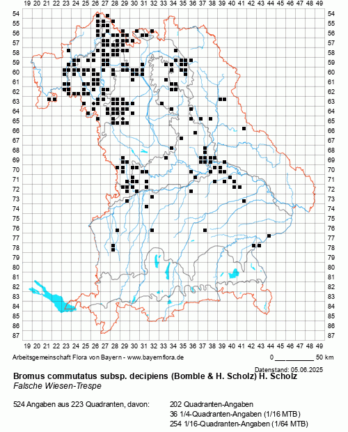 Die Verbreitungskarte zu Bromus commutatus subsp. decipiens (Bomble & H. Scholz) H. Scholz wird geladen ...
