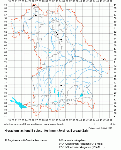 Die Verbreitungskarte zu Hieracium lachenalii subsp. festinum (Jord. ex Boreau) Zahn wird geladen ...