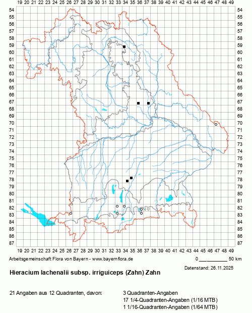 Die Verbreitungskarte zu Hieracium lachenalii subsp. irriguiceps (Zahn) Zahn wird geladen ...