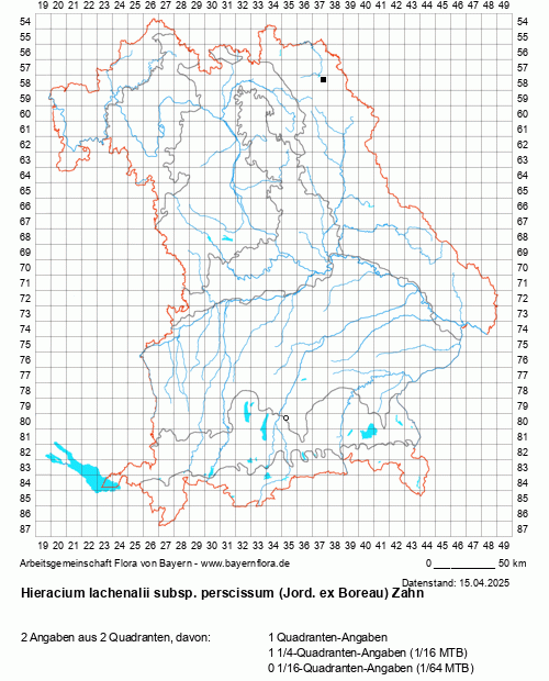Die Verbreitungskarte zu Hieracium lachenalii subsp. perscissum (Jord. ex Boreau) Zahn wird geladen ...