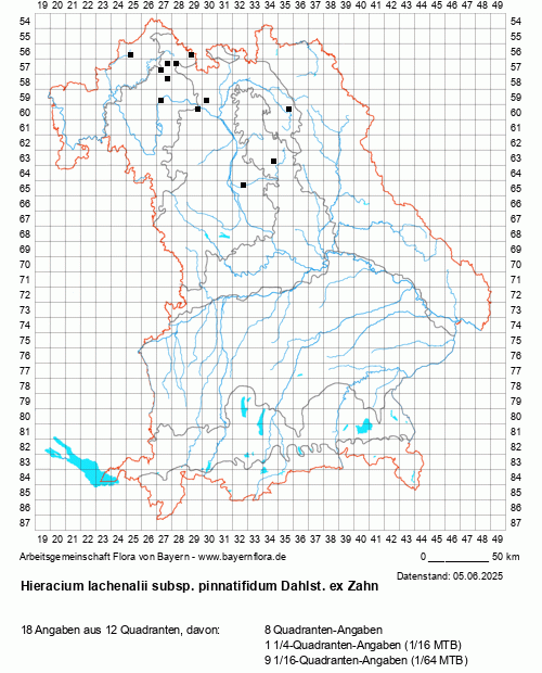 Die Verbreitungskarte zu Hieracium lachenalii subsp. pinnatifidum Dahlst. ex Zahn wird geladen ...