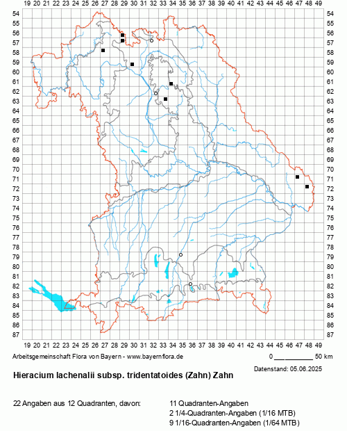Die Verbreitungskarte zu Hieracium lachenalii subsp. tridentatoides (Zahn) Zahn wird geladen ...