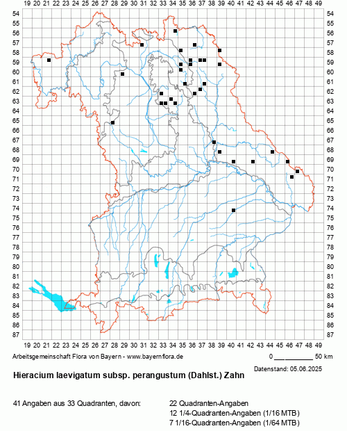 Die Verbreitungskarte zu Hieracium laevigatum subsp. perangustum (Dahlst.) Zahn wird geladen ...