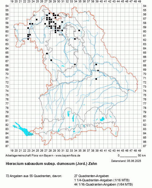 Die Verbreitungskarte zu Hieracium sabaudum subsp. dumosum (Jord.) Zahn wird geladen ...