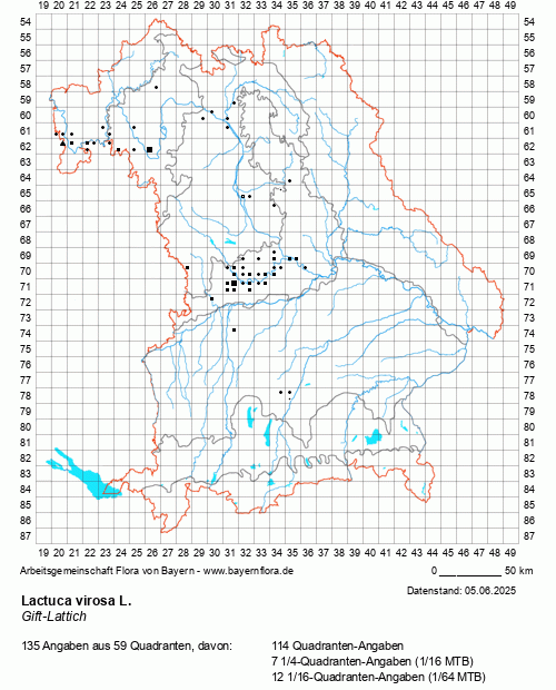 Die Verbreitungskarte zu Lactuca virosa L. wird geladen ...