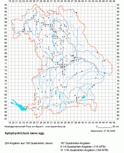 Die Verbreitungskarte zu Symphyotrichum laeve agg. wird geladen ...