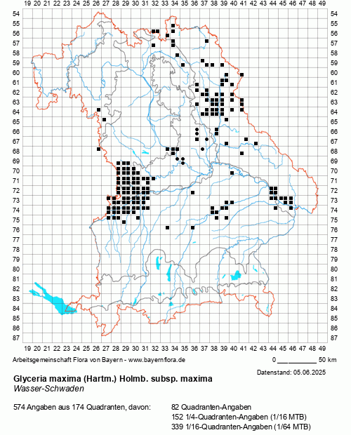 Die Verbreitungskarte zu Glyceria maxima (Hartm.) Holmb. subsp. maxima wird geladen ...