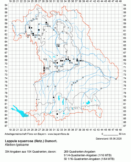 Die Verbreitungskarte zu Lappula squarrosa (Retz.) Dumort. wird geladen ...