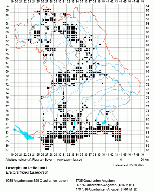 Die Verbreitungskarte zu Laserpitium latifolium L. wird geladen ...