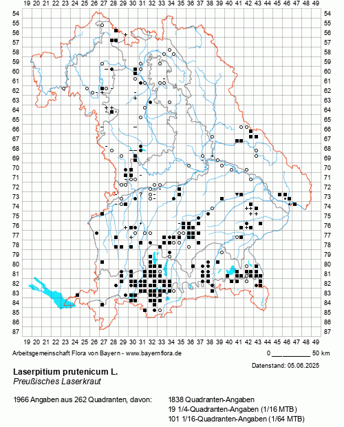 Die Verbreitungskarte zu Laserpitium prutenicum L. wird geladen ...