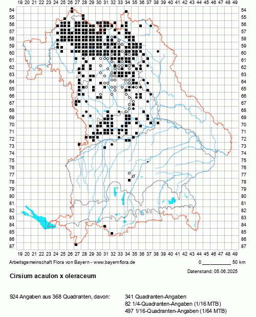 Die Verbreitungskarte zu Cirsium acaulon x oleraceum wird geladen ...