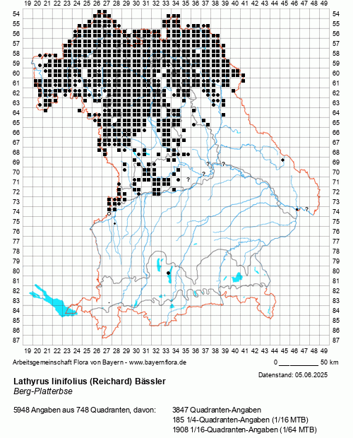 Die Verbreitungskarte zu Lathyrus linifolius (Reichard) Bässler wird geladen ...