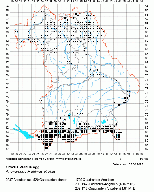 Die Verbreitungskarte zu Crocus vernus agg. wird geladen ...