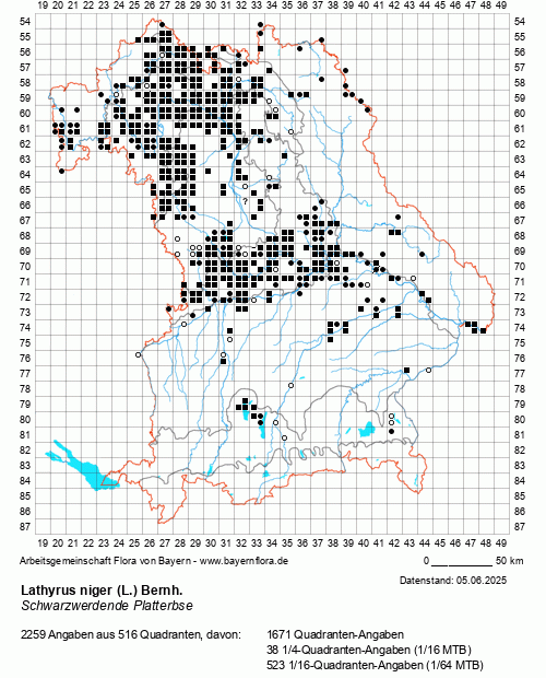 Die Verbreitungskarte zu Lathyrus niger (L.) Bernh. wird geladen ...