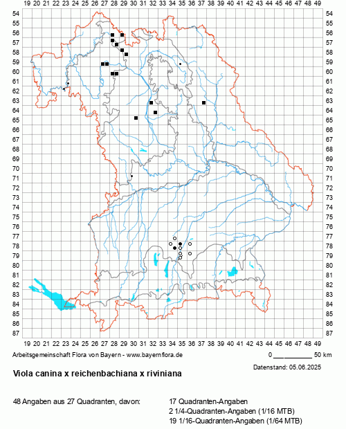 Die Verbreitungskarte zu Viola canina x reichenbachiana x riviniana wird geladen ...