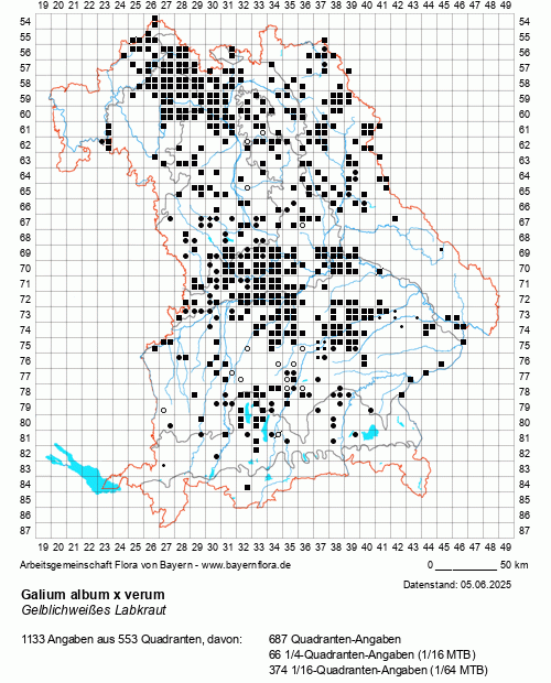 Die Verbreitungskarte zu Galium album x verum wird geladen ...