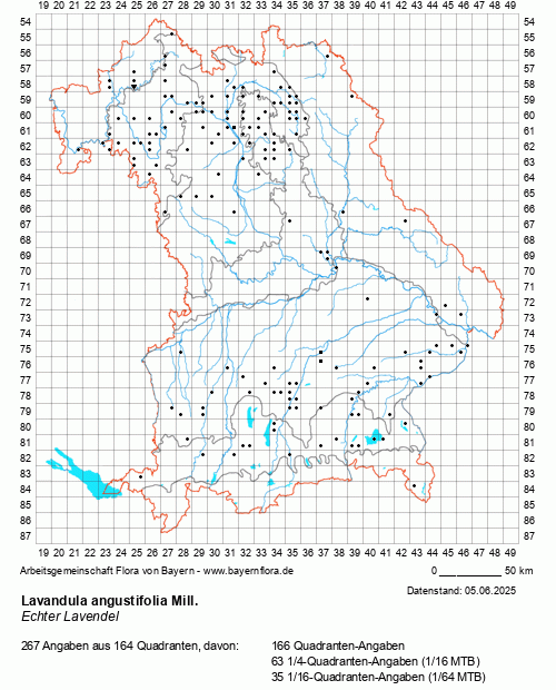 Die Verbreitungskarte zu Lavandula angustifolia Mill. wird geladen ...