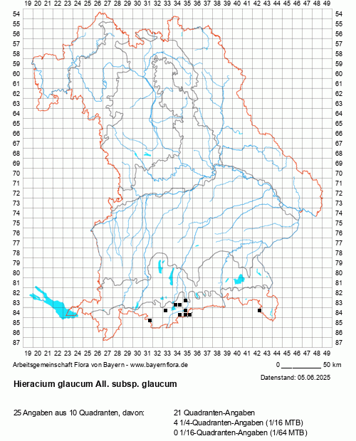 Die Verbreitungskarte zu Hieracium glaucum All. subsp. glaucum wird geladen ...