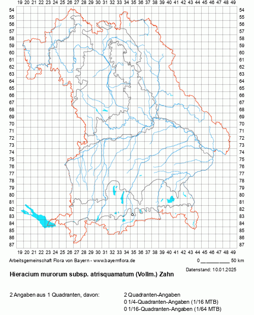 Die Verbreitungskarte zu Hieracium murorum subsp. atrisquamatum (Vollm.) Zahn wird geladen ...