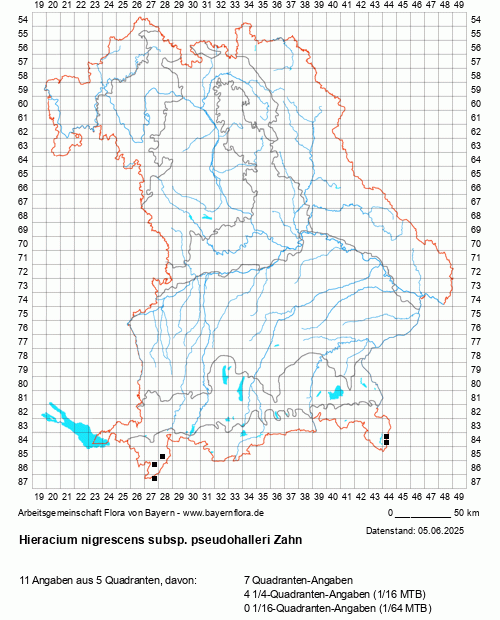 Die Verbreitungskarte zu Hieracium nigrescens subsp. pseudohalleri Zahn wird geladen ...