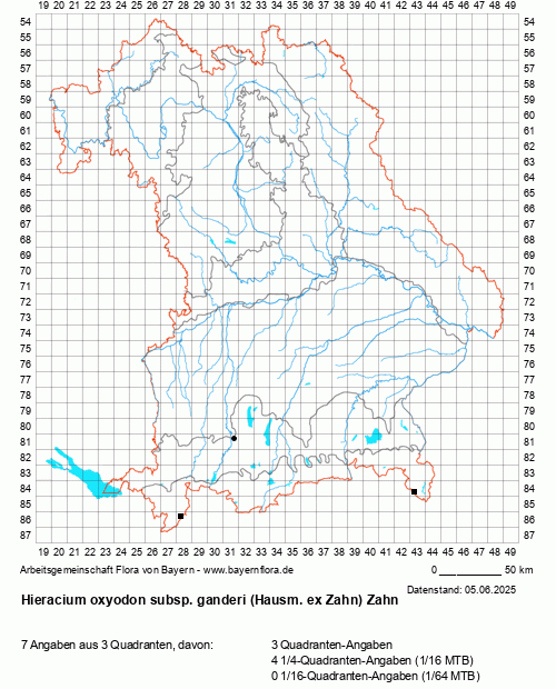Die Verbreitungskarte zu Hieracium oxyodon subsp. ganderi (Hausm. ex Zahn) Zahn wird geladen ...