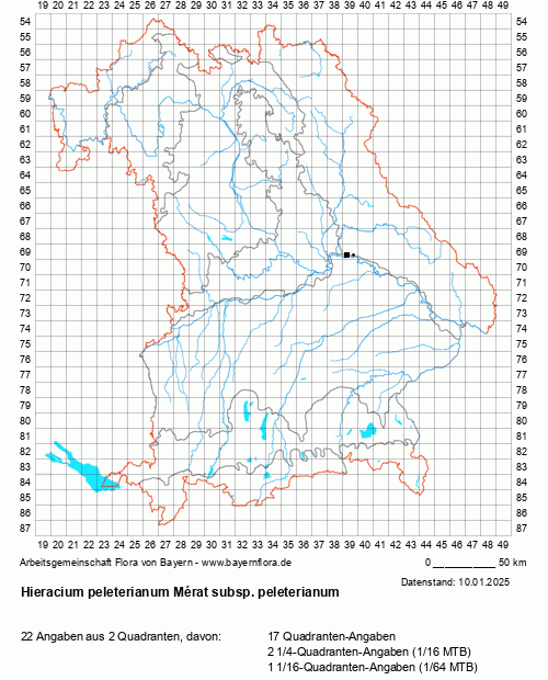 Die Verbreitungskarte zu Hieracium peleterianum Mérat subsp. peleterianum wird geladen ...