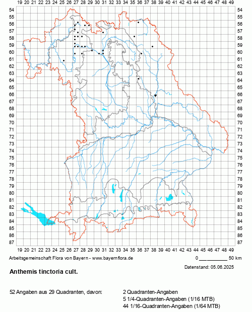 Die Verbreitungskarte zu Anthemis tinctoria cult. wird geladen ...