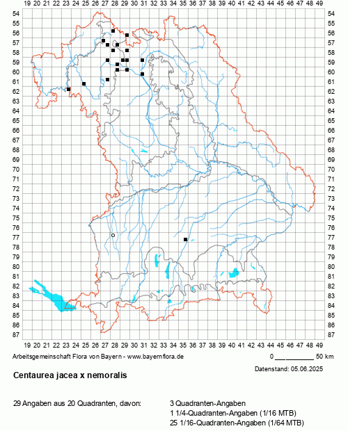 Die Verbreitungskarte zu Centaurea jacea x nemoralis wird geladen ...