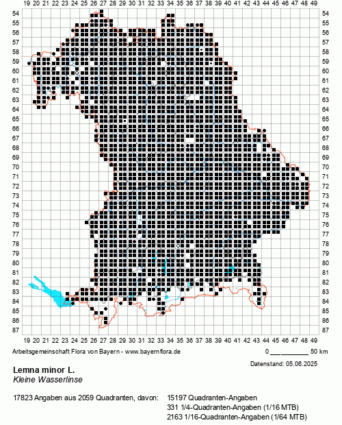 Die Verbreitungskarte zu Lemna minor L. wird geladen ...