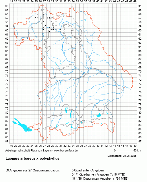 Die Verbreitungskarte zu Lupinus arboreus x polyphyllus wird geladen ...