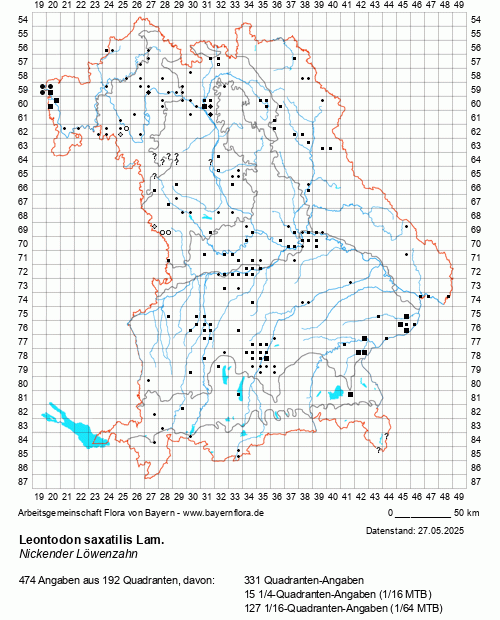 Die Verbreitungskarte zu Leontodon saxatilis Lam. wird geladen ...