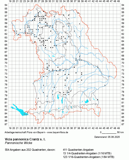 Die Verbreitungskarte zu Vicia pannonica Crantz s. l. wird geladen ...