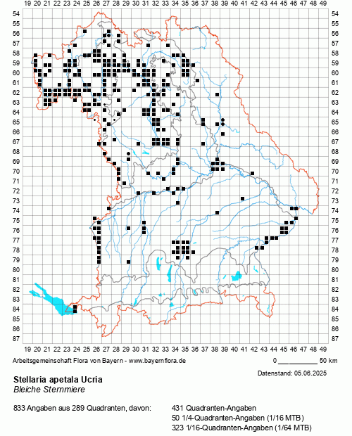 Die Verbreitungskarte zu Stellaria apetala Ucria wird geladen ...