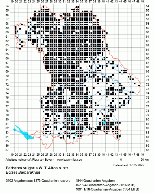 Die Verbreitungskarte zu Barbarea vulgaris W. T. Aiton s. str. wird geladen ...